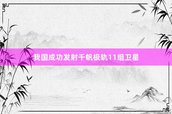 我国成功发射千帆极轨11组卫星