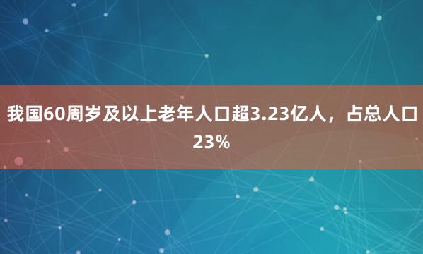 我国60周岁及以上老年人口超3.23亿人，占总人口23%