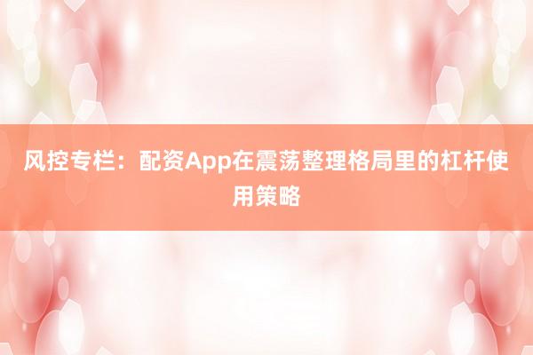 风控专栏：配资App在震荡整理格局里的杠杆使用策略