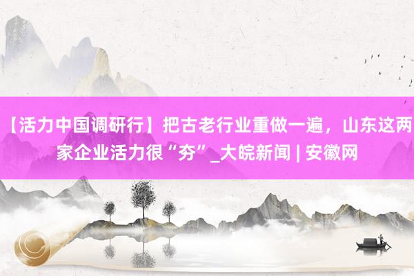 【活力中国调研行】把古老行业重做一遍，山东这两家企业活力很“夯”_大皖新闻 | 安徽网