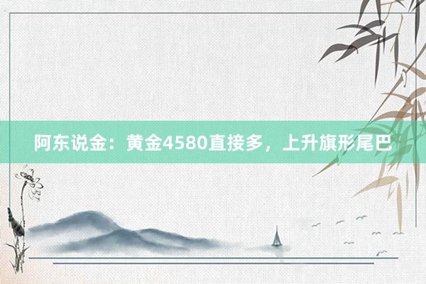 阿东说金：黄金4580直接多，上升旗形尾巴