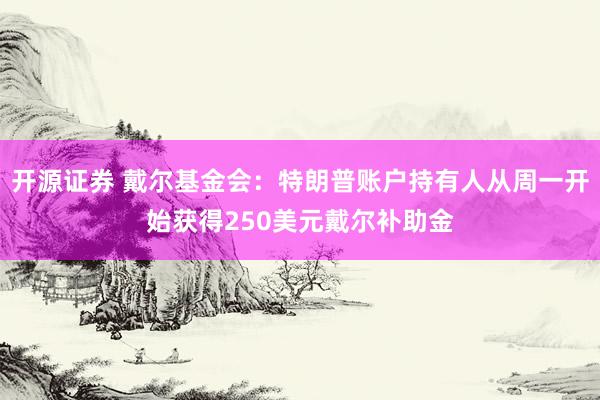 开源证券 戴尔基金会：特朗普账户持有人从周一开始获得250美元戴尔补助金