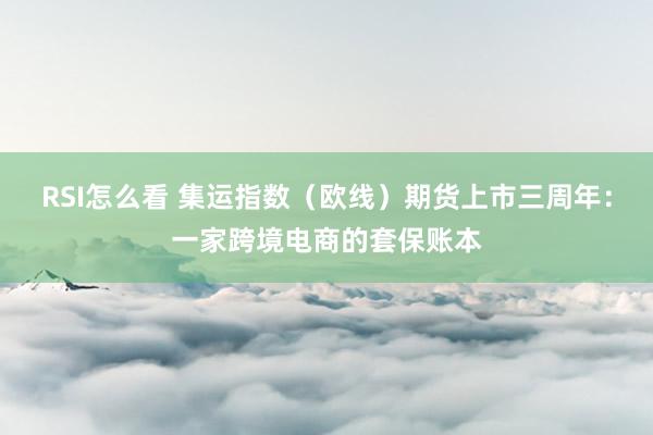 RSI怎么看 集运指数（欧线）期货上市三周年：一家跨境电商的套保账本