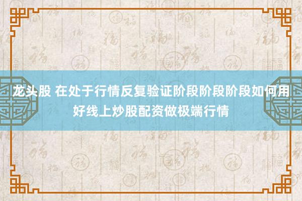 龙头股 在处于行情反复验证阶段阶段阶段如何用好线上炒股配资做极端行情