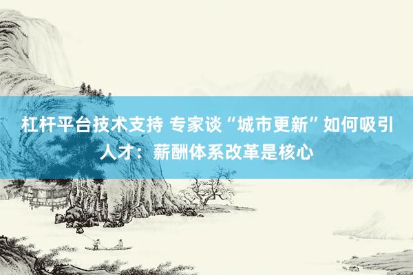 杠杆平台技术支持 专家谈“城市更新”如何吸引人才：薪酬体系改革是核心