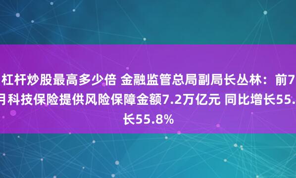 杠杆炒股最高多少倍 金融监管总局副局长丛林：前7个月科技保险提供风险保障金额7.2万亿元 同比增长55.8%