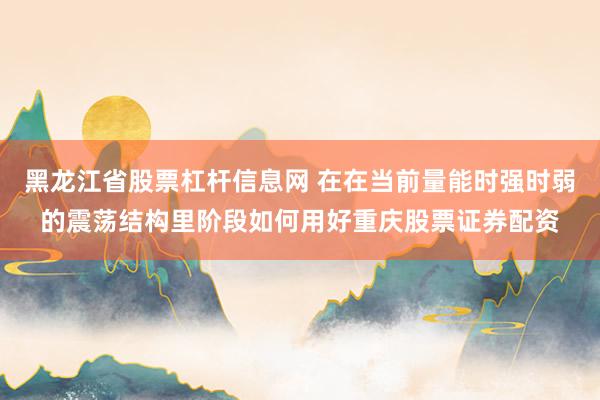 黑龙江省股票杠杆信息网 在在当前量能时强时弱的震荡结构里阶段如何用好重庆股票证券配资