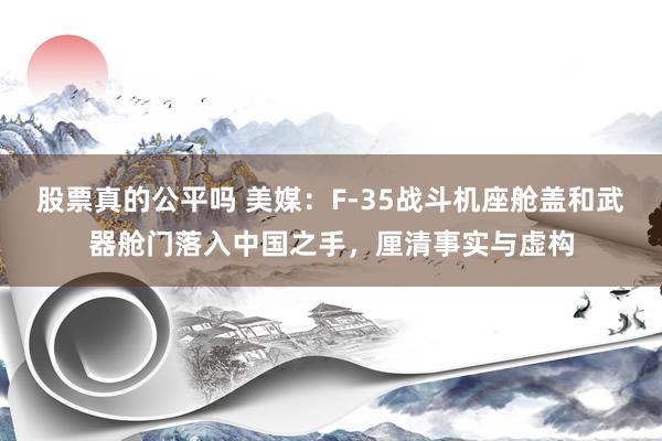 股票真的公平吗 美媒：F-35战斗机座舱盖和武器舱门落入中国之手，厘清事实与虚构