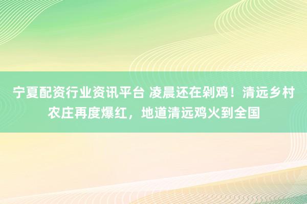 宁夏配资行业资讯平台 凌晨还在剁鸡！清远乡村农庄再度爆红，地道清远鸡火到全国